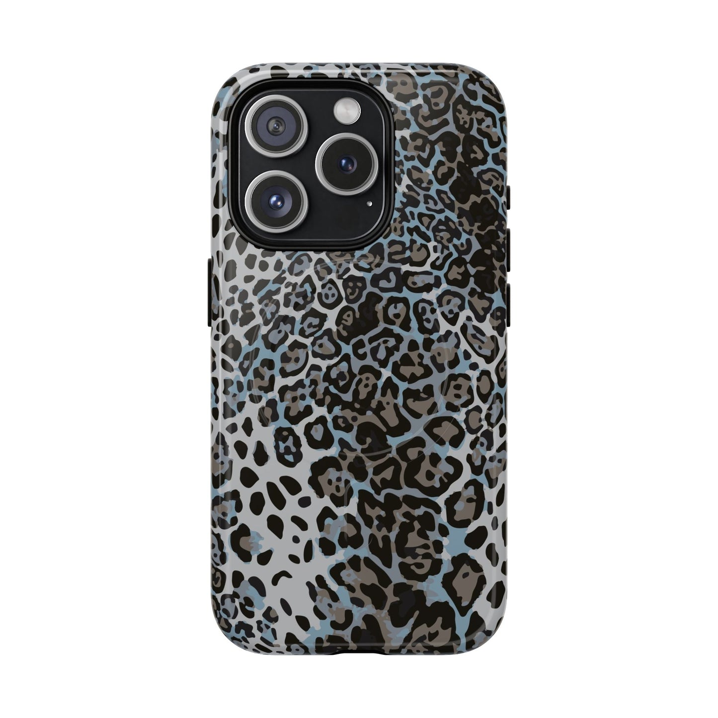 Magnetic Phone Case — Blue Leopard Print Tough Protective Cover