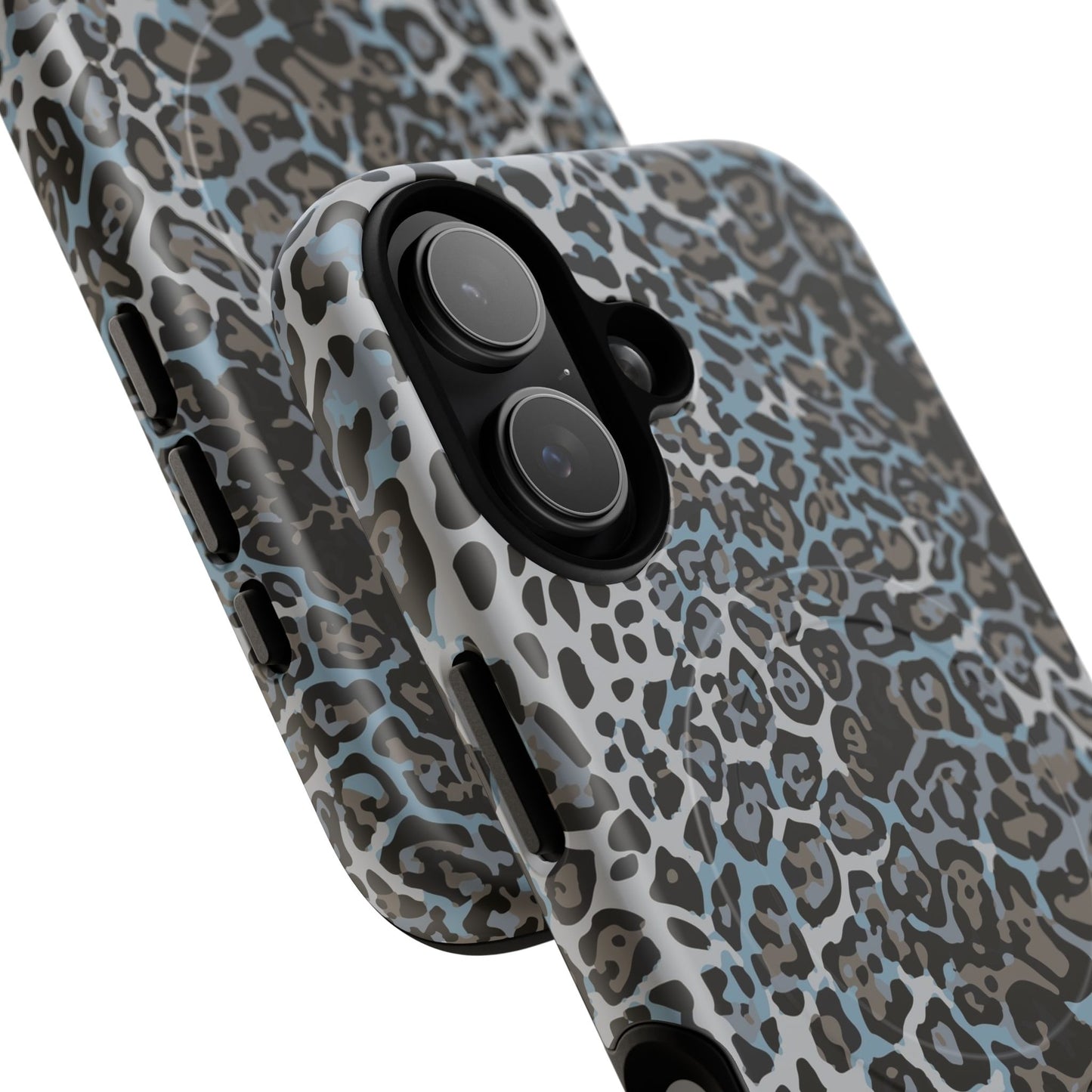 Magnetic Phone Case — Blue Leopard Print Tough Protective Cover