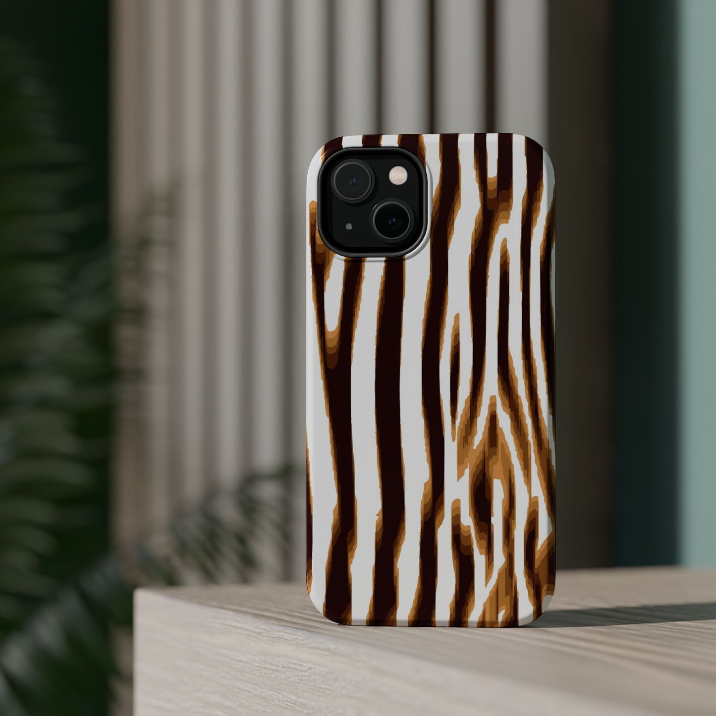 Magnetic Impact-Resistant Phone Case — Brown Zebra Stripe Designer Cover