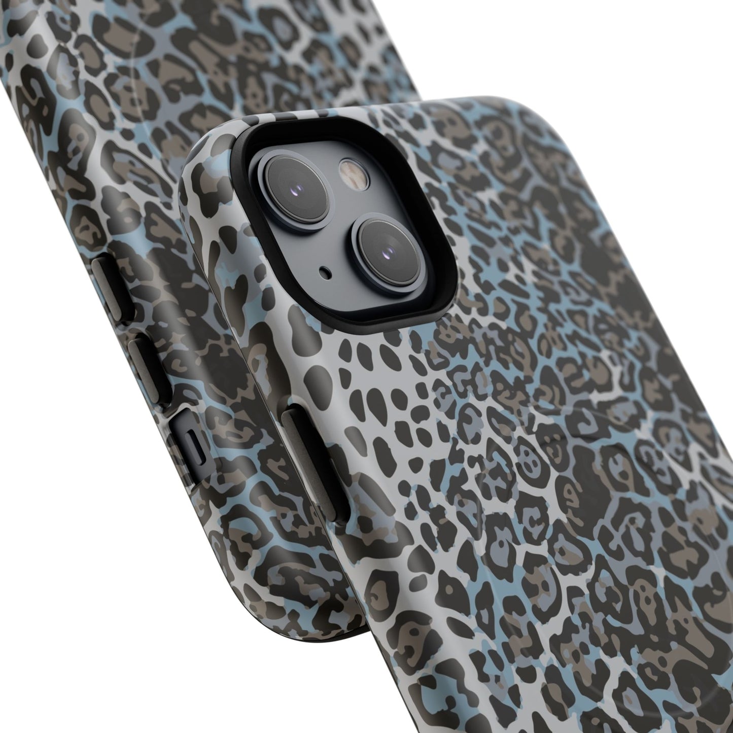 Magnetic Phone Case — Blue Leopard Print Tough Protective Cover