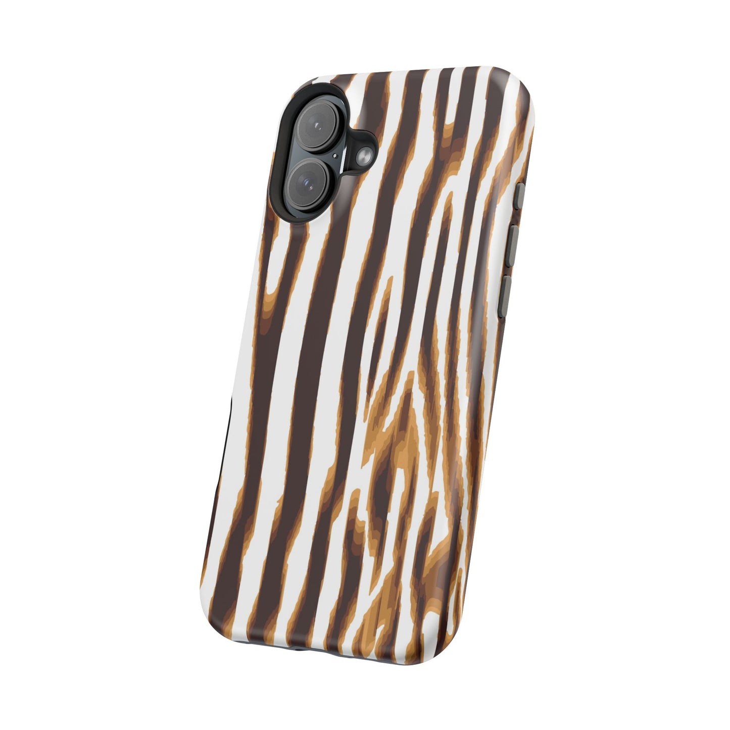 Magnetic Impact-Resistant Phone Case — Brown Zebra Stripe Designer Cover