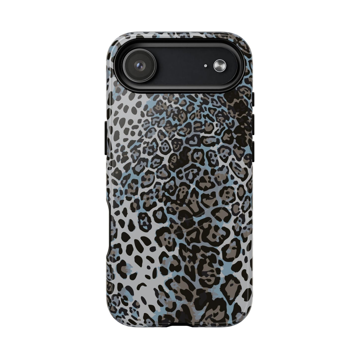 Magnetic Phone Case — Blue Leopard Print Tough Protective Cover