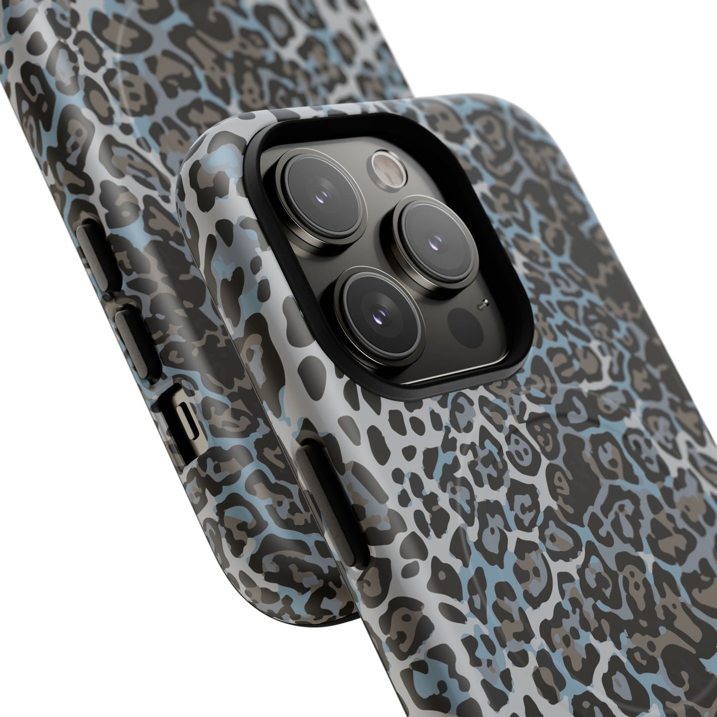 Magnetic Phone Case — Blue Leopard Print Tough Protective Cover