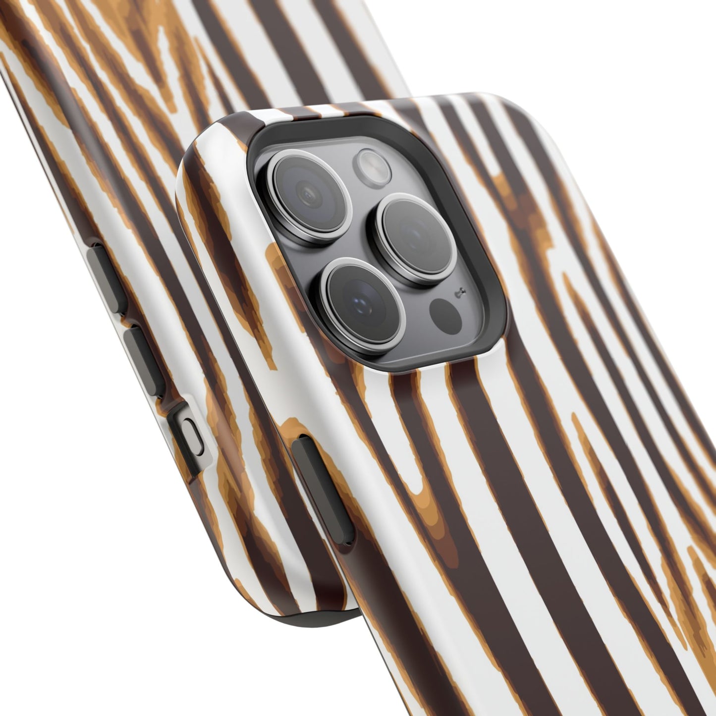 Magnetic Impact-Resistant Phone Case — Brown Zebra Stripe Designer Cover