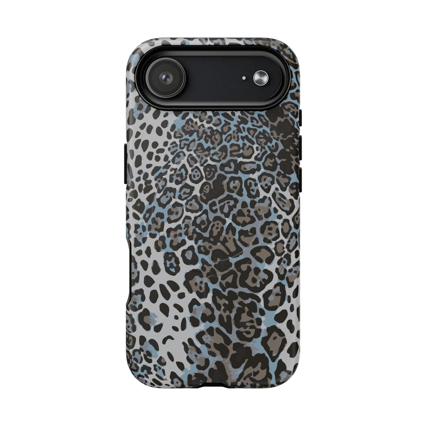 Magnetic Phone Case — Blue Leopard Print Tough Protective Cover