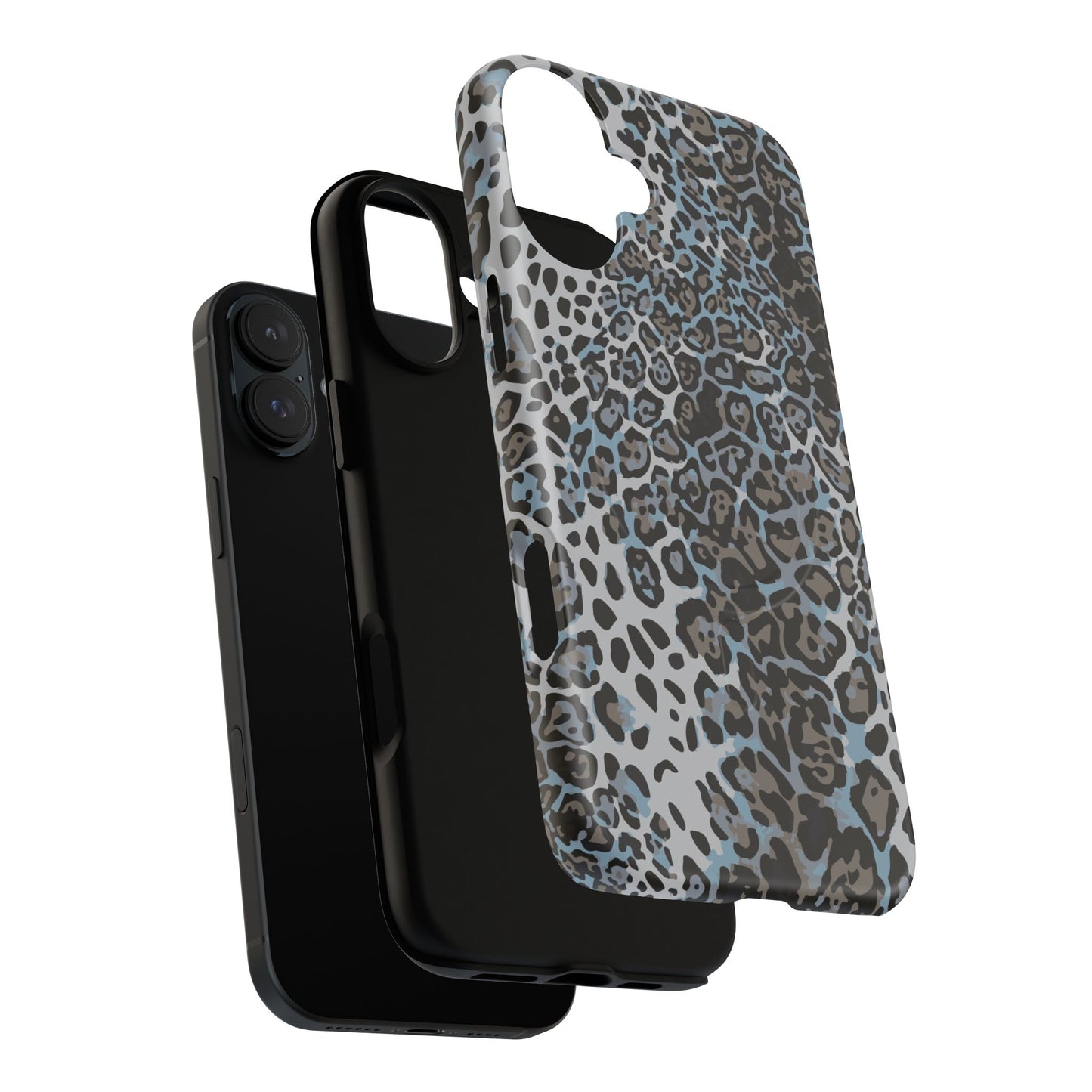 Magnetic Phone Case — Blue Leopard Print Tough Protective Cover