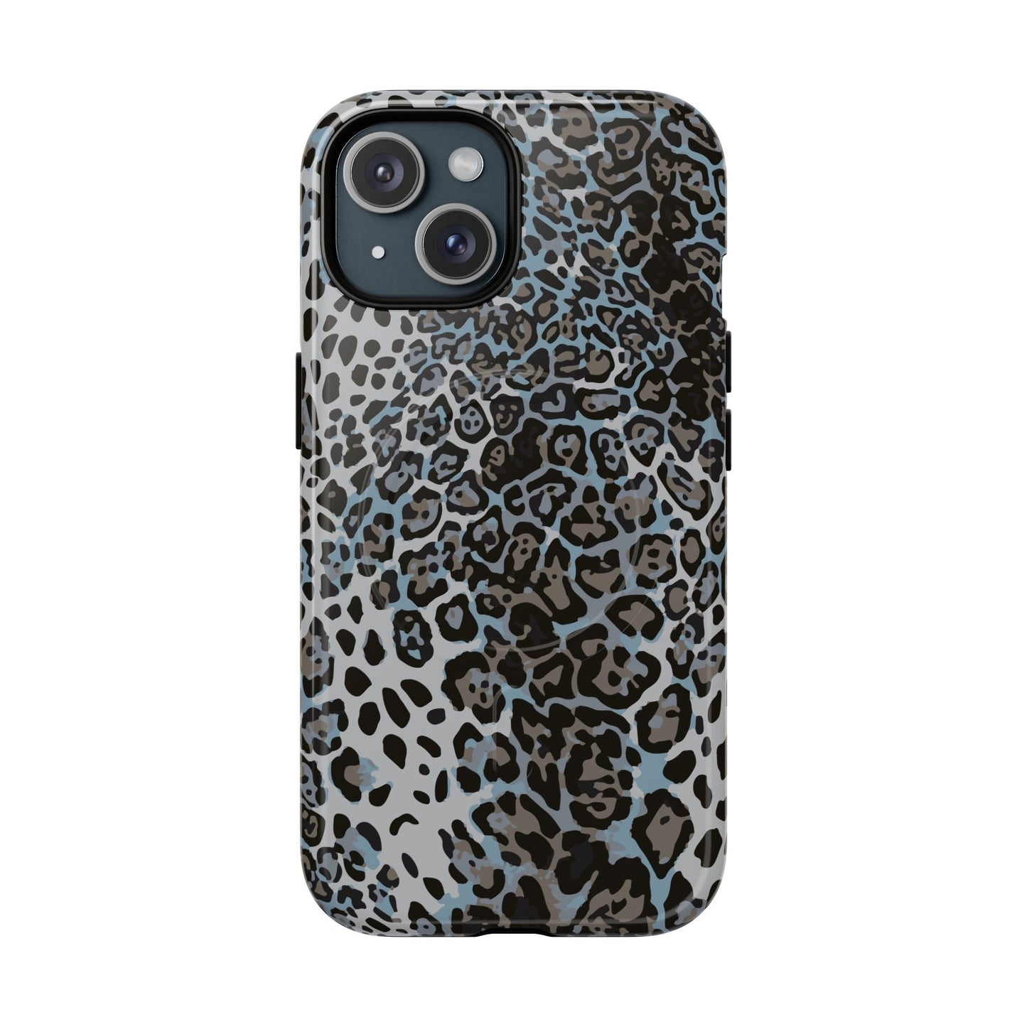 Magnetic Phone Case — Blue Leopard Print Tough Protective Cover