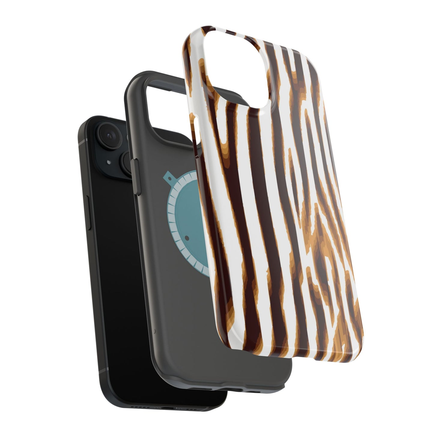 Magnetic Impact-Resistant Phone Case — Brown Zebra Stripe Designer Cover
