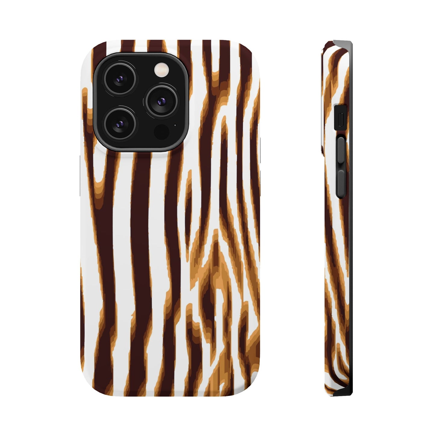 Magnetic Impact-Resistant Phone Case — Brown Zebra Stripe Designer Cover