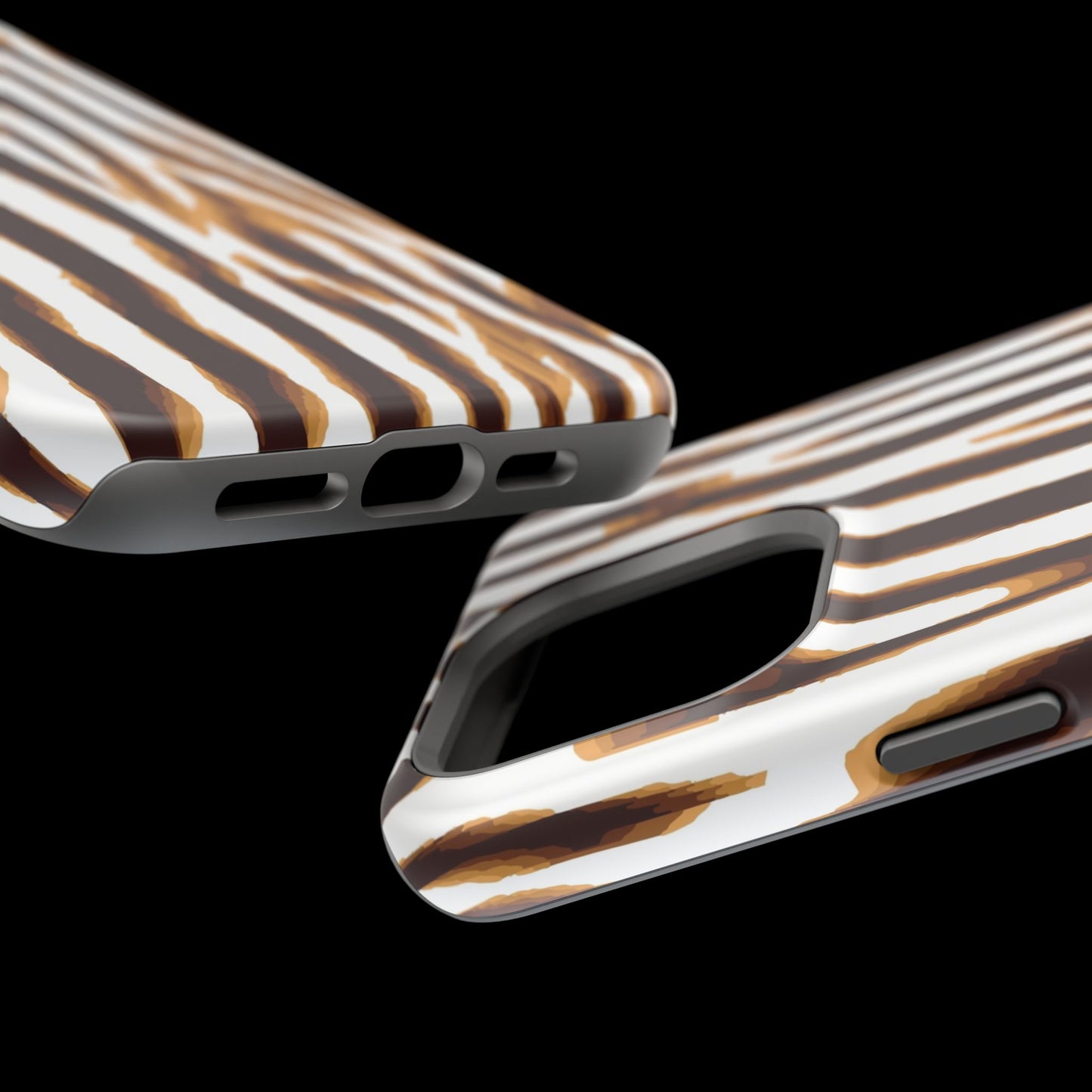 Magnetic Impact-Resistant Phone Case — Brown Zebra Stripe Designer Cover