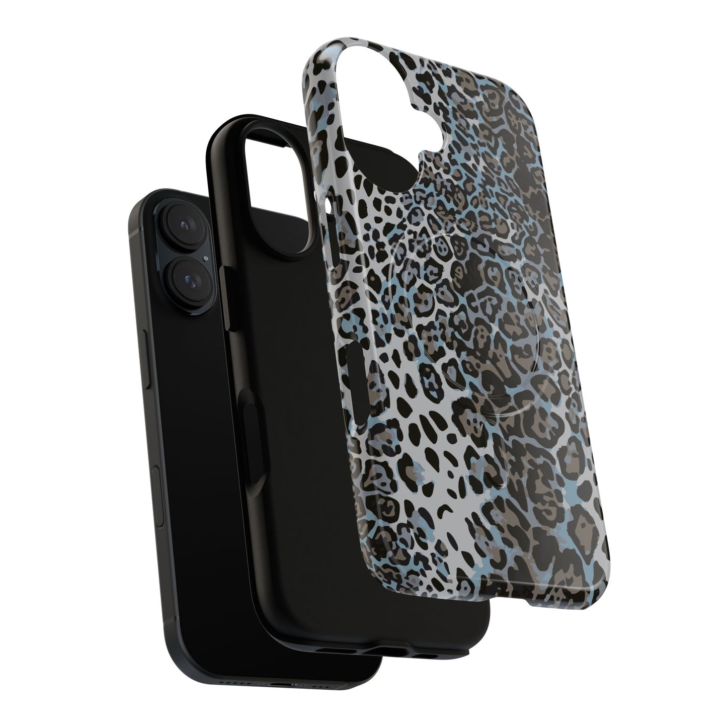 Magnetic Phone Case — Blue Leopard Print Tough Protective Cover