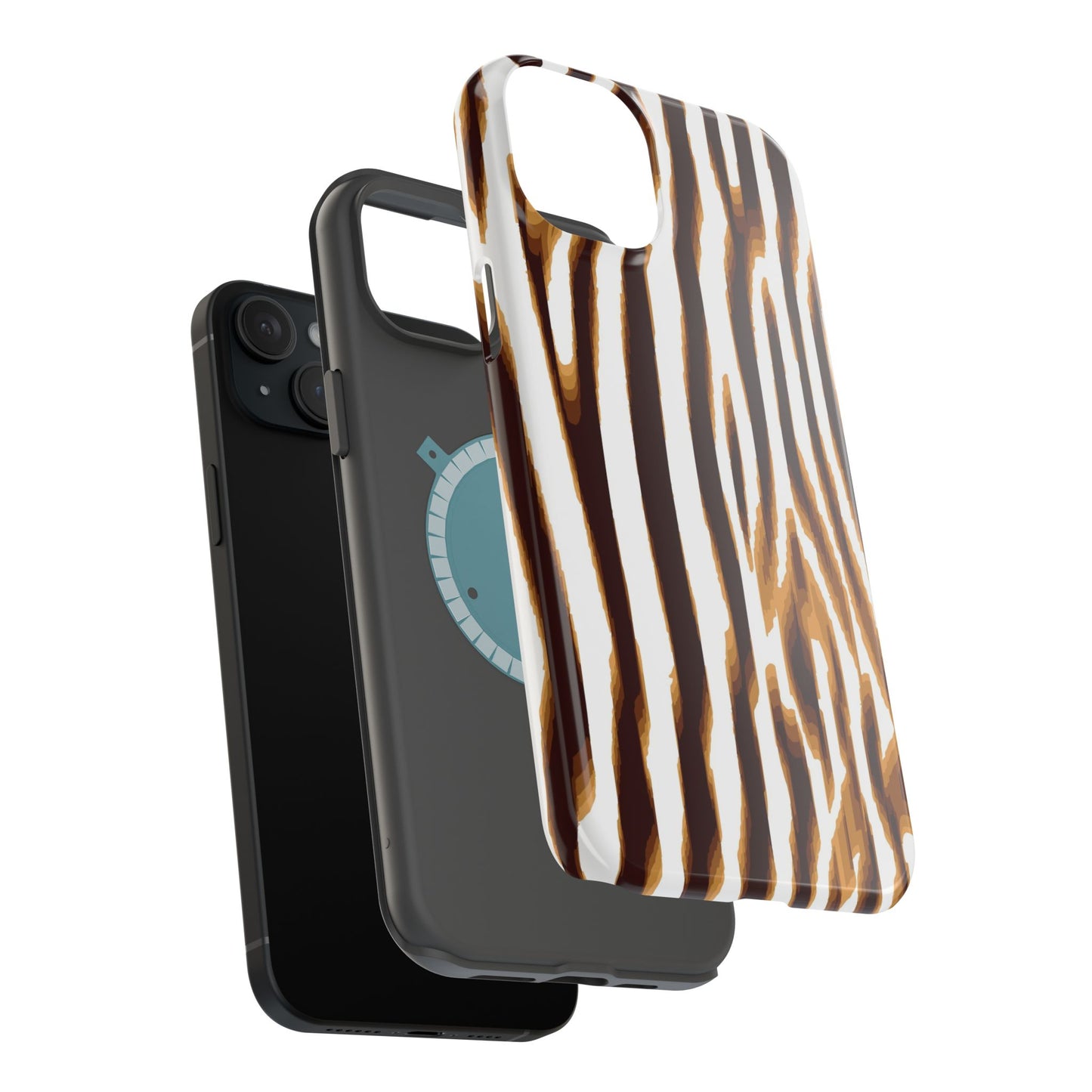 Magnetic Impact-Resistant Phone Case — Brown Zebra Stripe Designer Cover