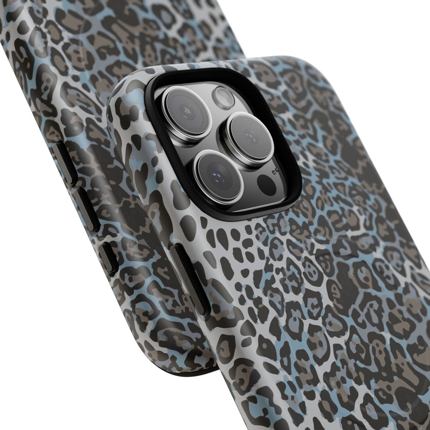 Magnetic Phone Case — Blue Leopard Print Tough Protective Cover