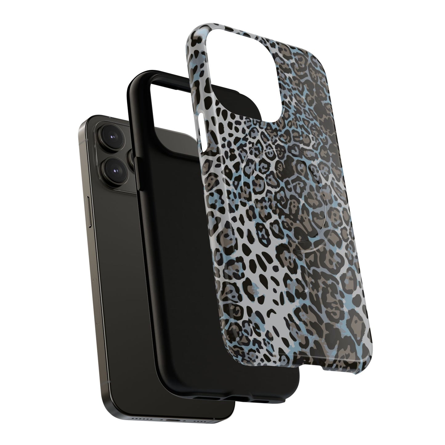 Magnetic Phone Case — Blue Leopard Print Tough Protective Cover
