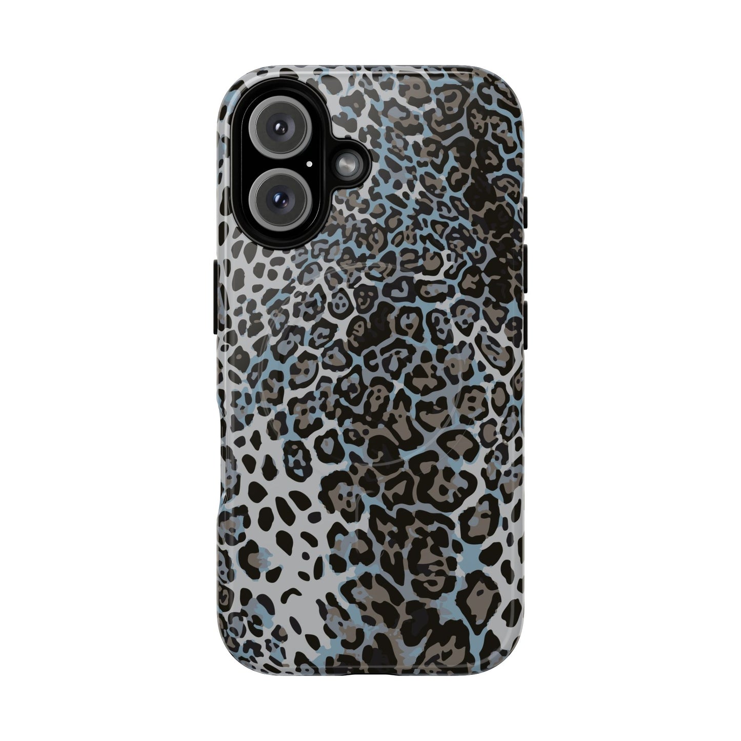 Magnetic Phone Case — Blue Leopard Print Tough Protective Cover