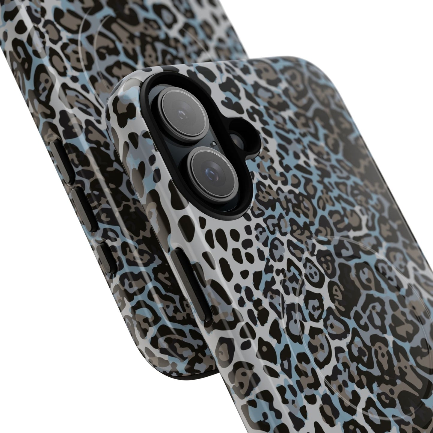 Magnetic Phone Case — Blue Leopard Print Tough Protective Cover
