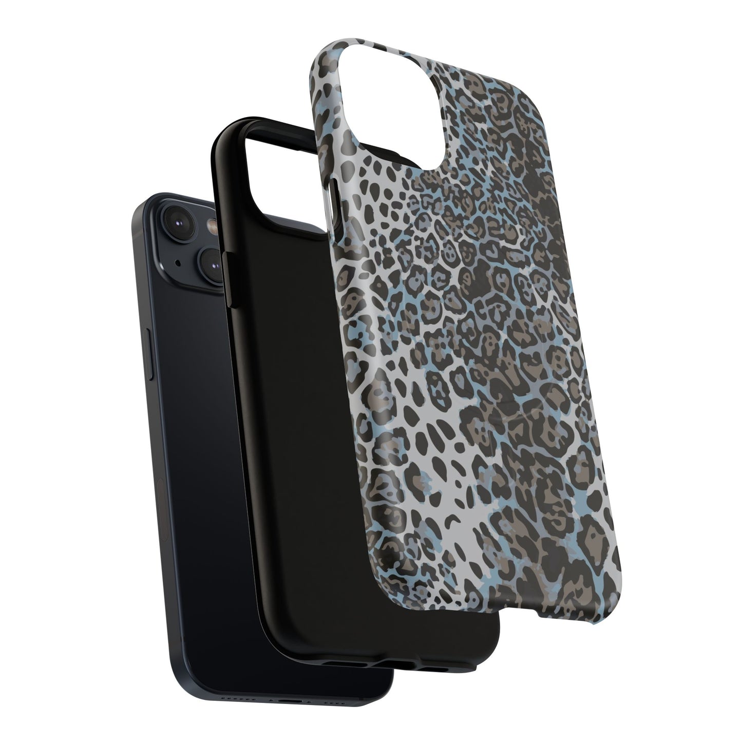 Magnetic Phone Case — Blue Leopard Print Tough Protective Cover