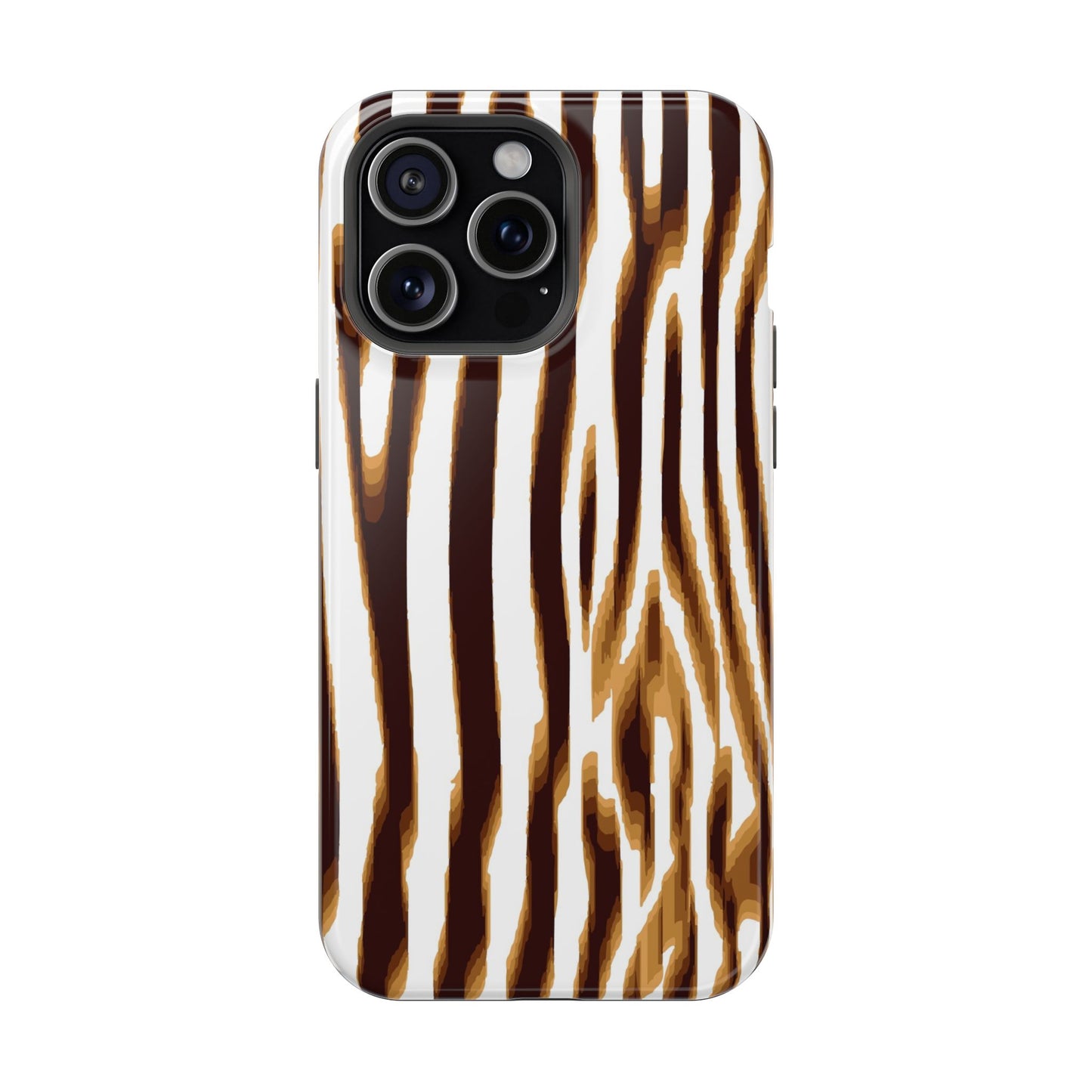 Magnetic Impact-Resistant Phone Case — Brown Zebra Stripe Designer Cover