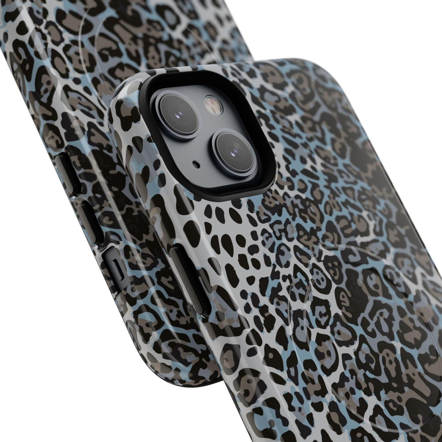 Magnetic Phone Case — Blue Leopard Print Tough Protective Cover