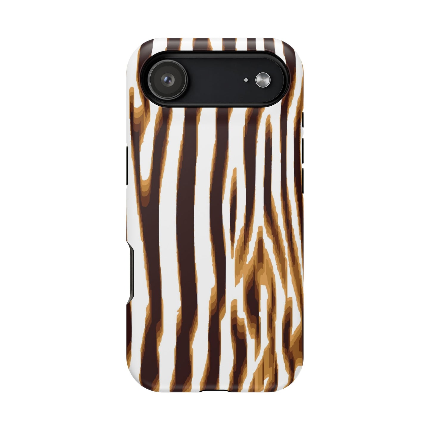 Magnetic Impact-Resistant Phone Case — Brown Zebra Stripe Designer Cover
