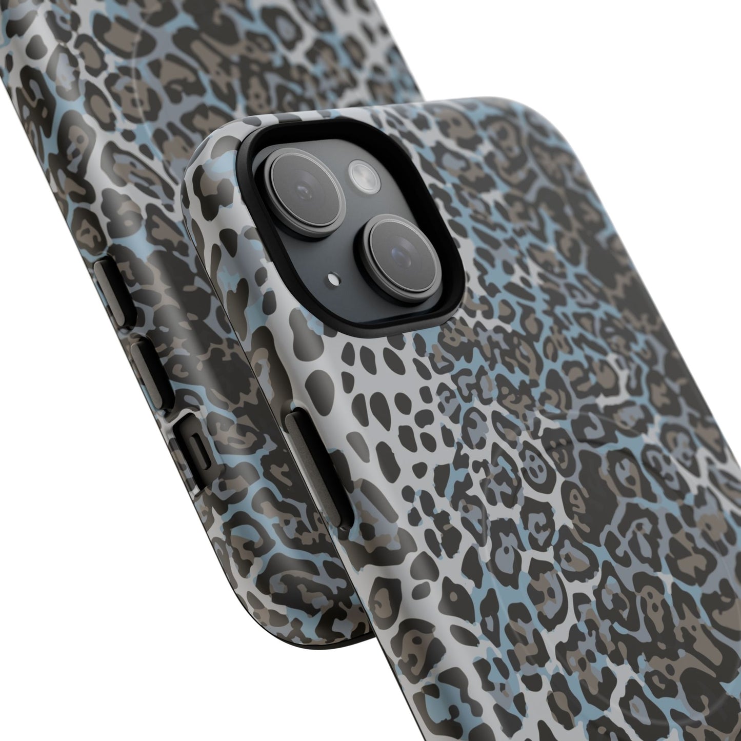 Magnetic Phone Case — Blue Leopard Print Tough Protective Cover