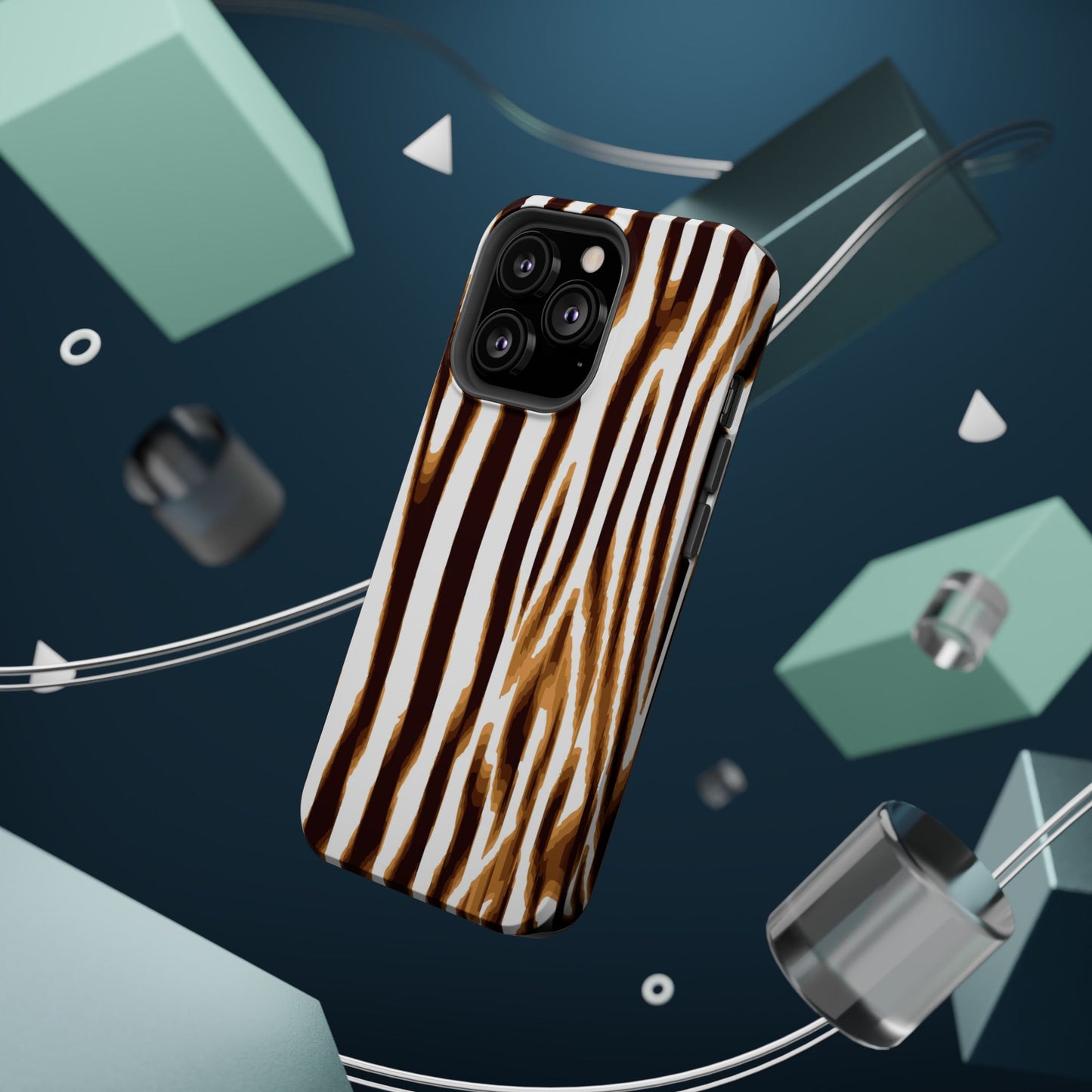 Magnetic Impact-Resistant Phone Case — Brown Zebra Stripe Designer Cover