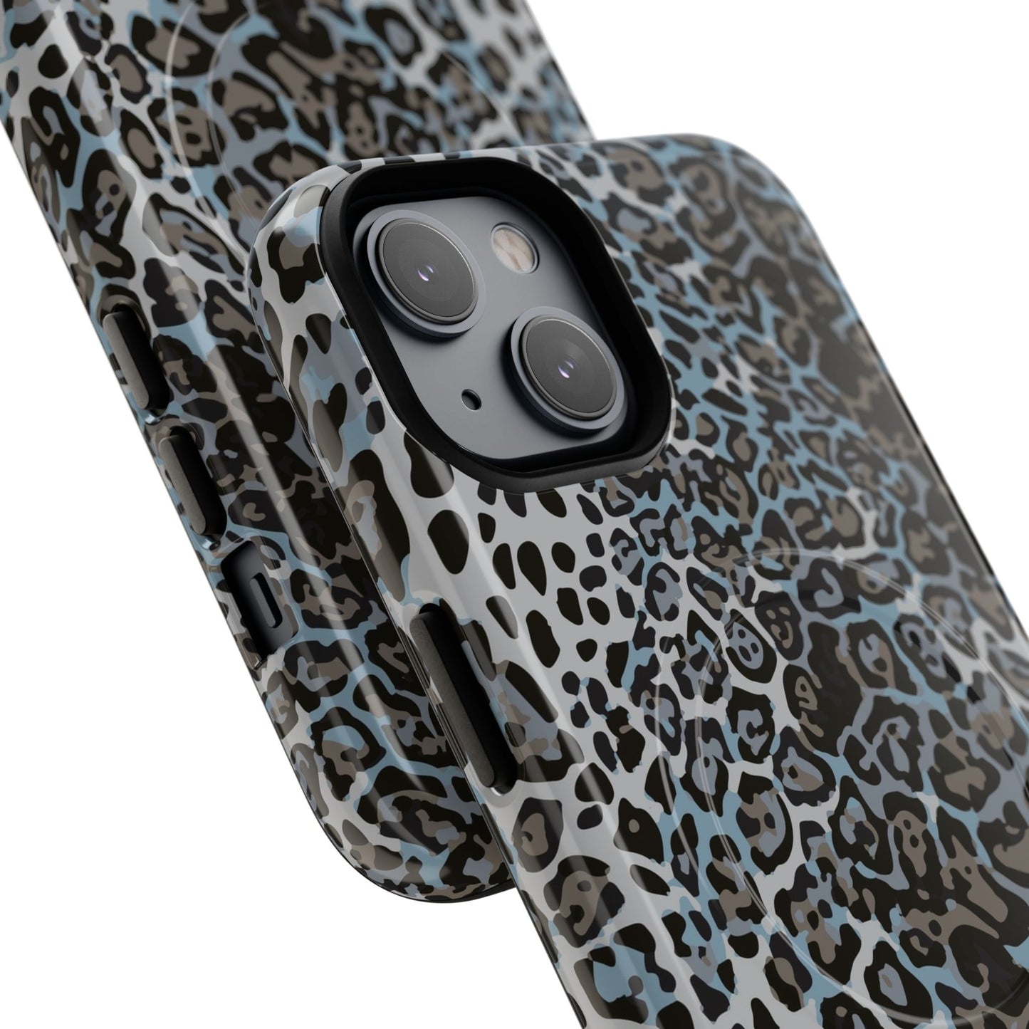 Magnetic Phone Case — Blue Leopard Print Tough Protective Cover