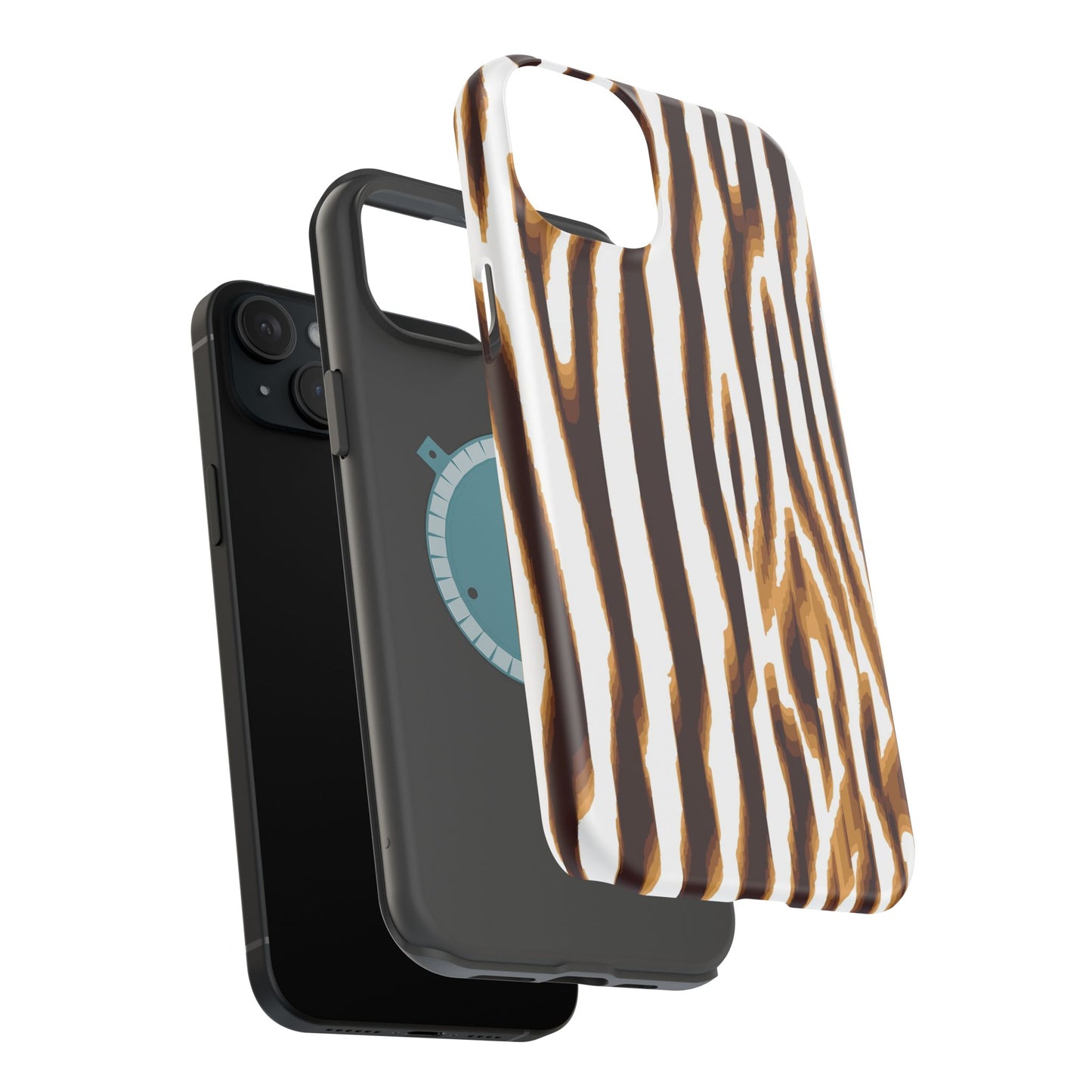 Magnetic Impact-Resistant Phone Case — Brown Zebra Stripe Designer Cover