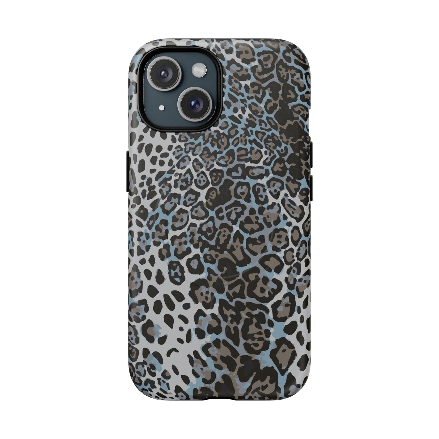 Magnetic Phone Case — Blue Leopard Print Tough Protective Cover