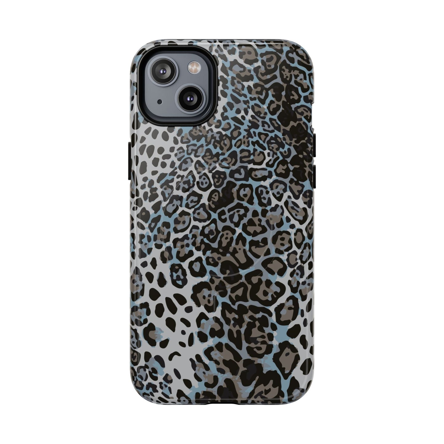 Magnetic Phone Case — Blue Leopard Print Tough Protective Cover