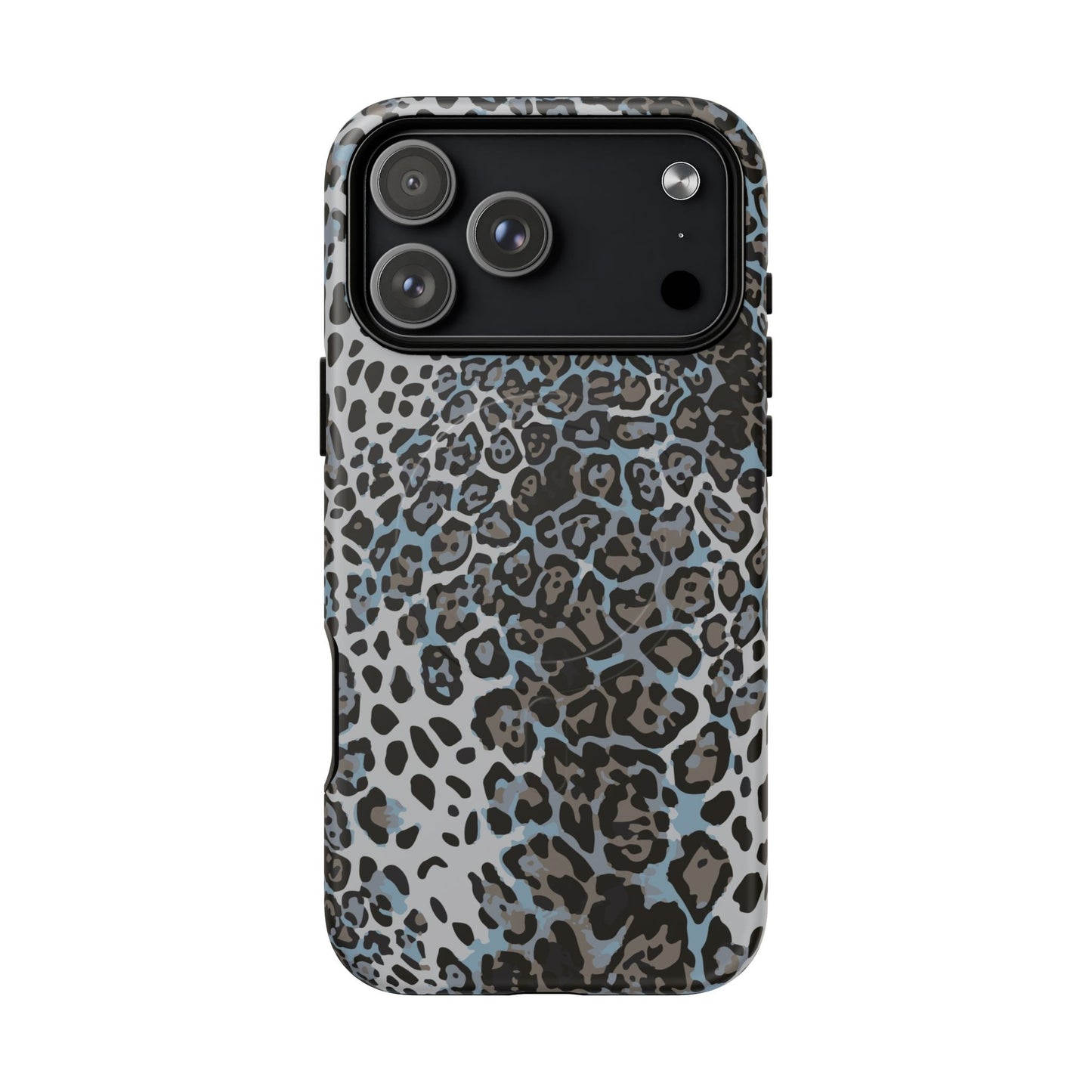Magnetic Phone Case — Blue Leopard Print Tough Protective Cover