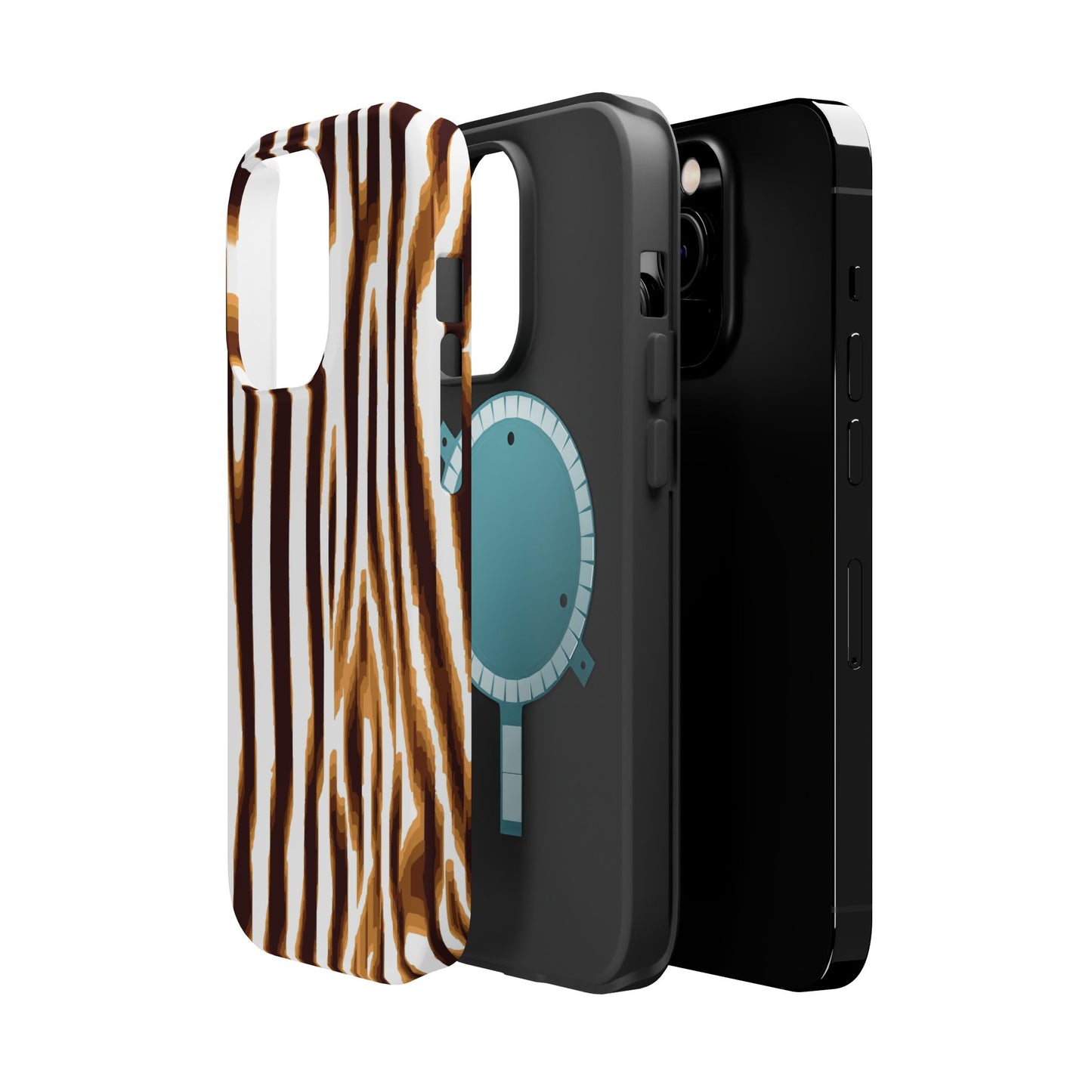 Magnetic Impact-Resistant Phone Case — Brown Zebra Stripe Designer Cover