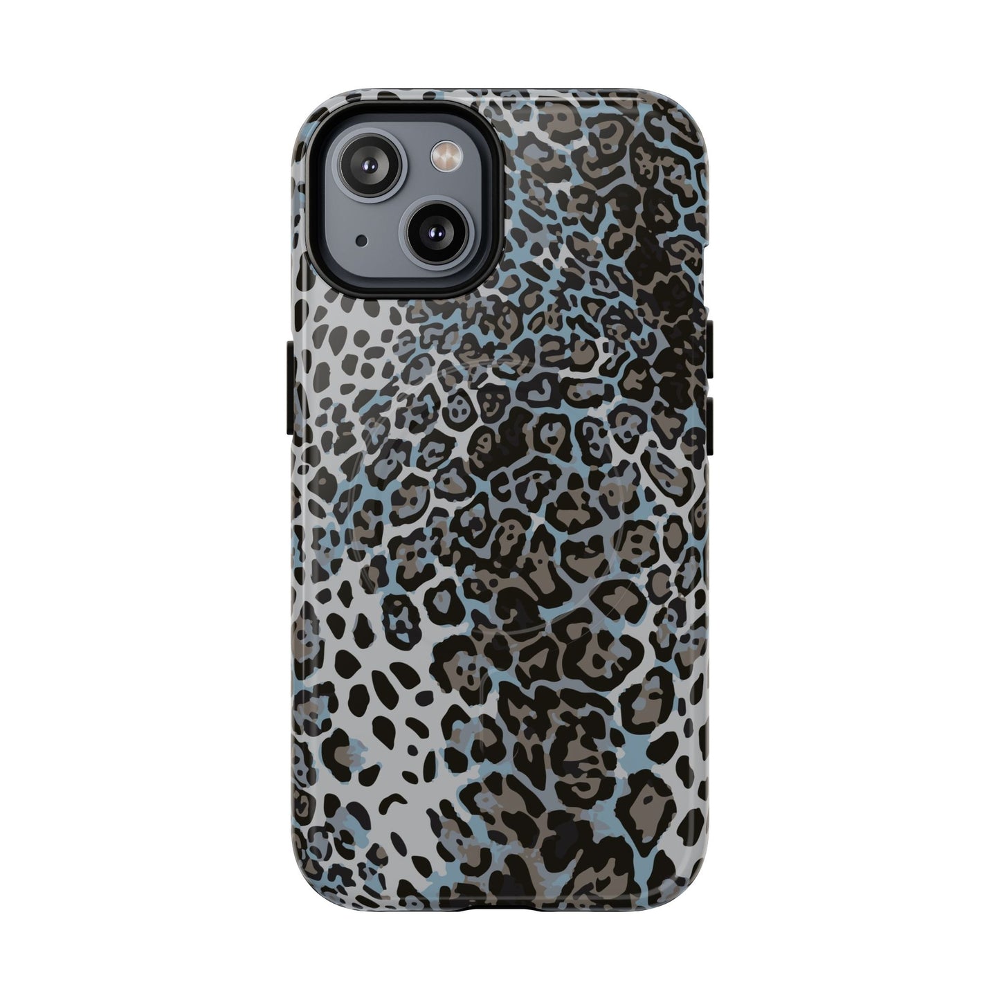 Magnetic Phone Case — Blue Leopard Print Tough Protective Cover